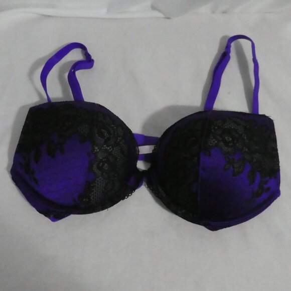 LA SENZA LINGERIE | 32 B | Purple and Black Lace Bra | Double Hook & Eye Fasten - Picture 1 of 9